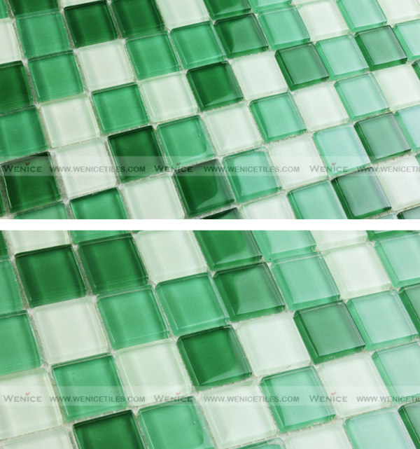 Green mixed white glass mosaic