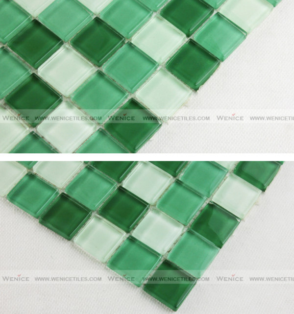 Green mixed white glass mosaic