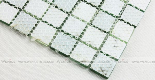 Green mixed white glass mosaic