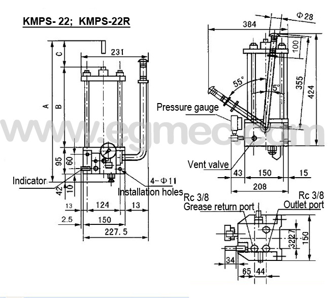 210bar/3045PSI KMPS Manual Operated Lubrication Pump