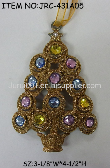 Chirstmas tree ornament with colorful crystals