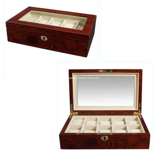 Mahogany 10PC. Watch Wooden Case Box Wnder