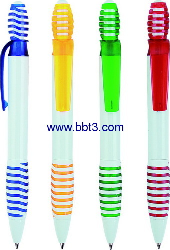 Promotional plastic click ballpen with colorful trims