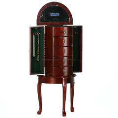 Queen Victoria Cherry Wooden Jewelry Box Case Armoire