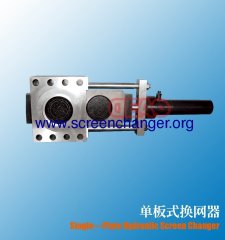 Hydraulic single plate screen changer