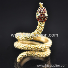 chic gold color crystal adjustable snake ring