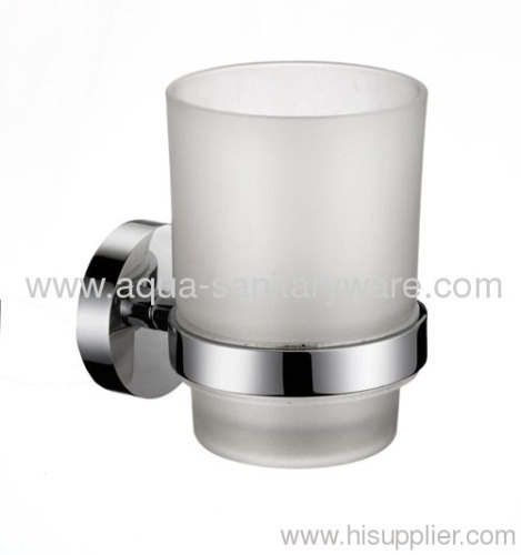 Round Brass Tumbler Holder with Milky glass