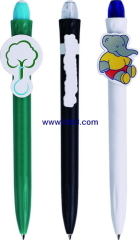 Promotional plastic click ballpen with cartoon clip