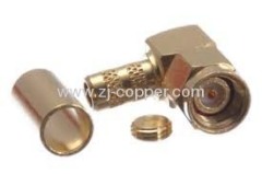 SMA male right angle connector for Cable RG58, RG142, LMR195