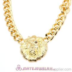 Wholesale Gold Plated Lion Head Chunky Chain Pendant Necklace