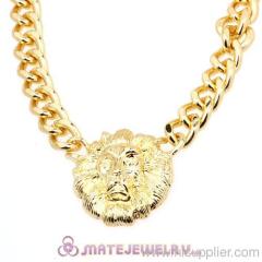 Wholesale Gold Plated Lion Head Chunky Chain Pendant Necklace