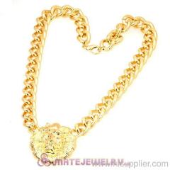 Wholesale Gold Plated Lion Head Chunky Chain Pendant Necklace