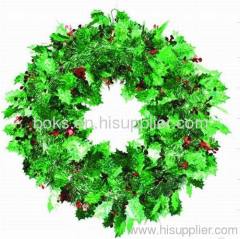 green plastic Christmas tinset wreath decorations