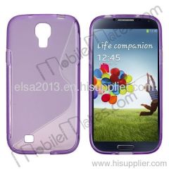 Newest S-shaped Curve Pattern Transparent TPU Back Cover Case for Samsung i9500 Galaxy S4 (Purple)
