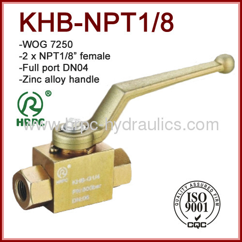 1/8 inch hydraulic oil 2 way full port female thread ball valve high pressure 7250psi