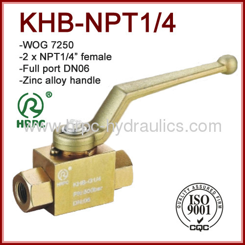 female x female thread 2 way full bore hydraulic ball valve WOG7250