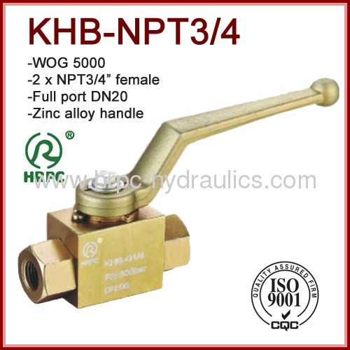 NPT 3/4 inch thread 2 way full port dn20 high pressure China manufacturer shut-off valve same as hydac ball valve