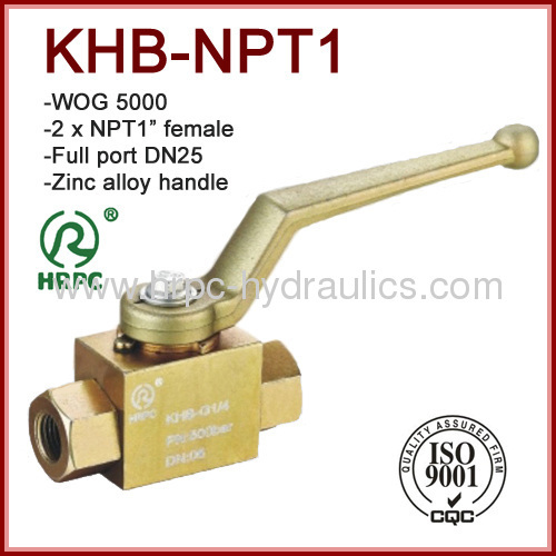 NPT 1 inch thread 2 way full port dn25 high pressure same as hydac ball valve
