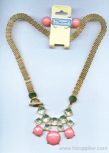 rhinestone resin chunky chain necklace