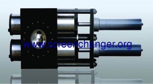 continuous hydraulic screen changer with double piston