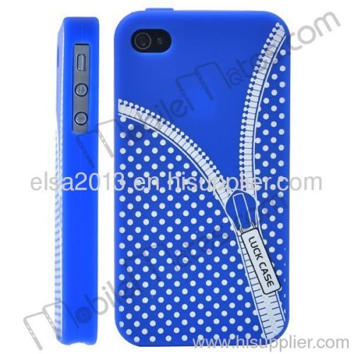 Zipper Pattern Soft Silicone Case for iPhone 4/iPhone 4S (Dark Blue)