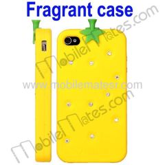 Fragrant Diamond Strawberry Silicone Case for iPhone 4/iPhone 4S (Yellow)