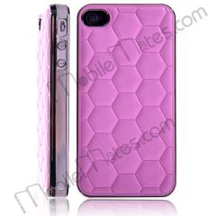 Football Pattern Electroplated Leather Coat Case for iPhone 4S / iPhone 4 (Pink)