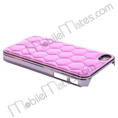 Football Pattern Electroplated Leather Coat Case for iPhone 4S / iPhone 4 (Pink)
