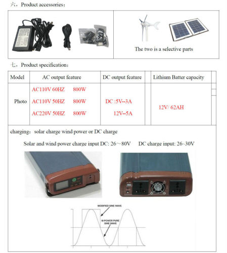 Portable UPS Power Station for DC5~24V AC 100~240V 500W
