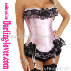 Sexy Fashion Lace Pink Overbust Corset