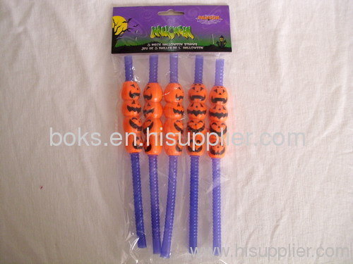 purple plastic Halloween pumpkin straw