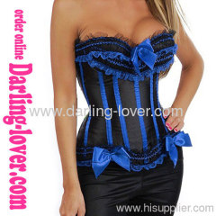 Sexy Blue Lace Black Ovebust Corset