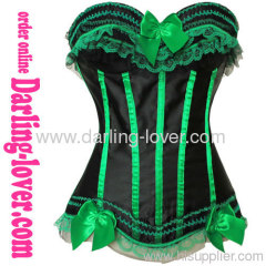 Sexy Black Corset Green Lace Corset