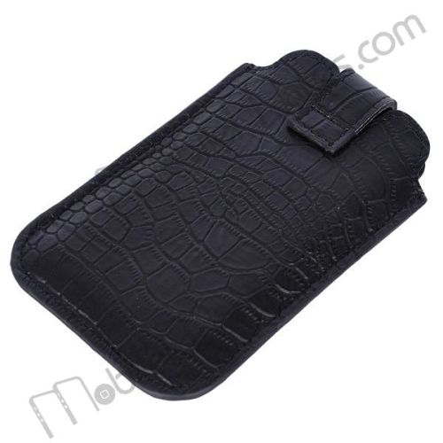 Black Crocodile Pattern High quality Genuine Leather Pouch for iPhone 4S/iPhone 4