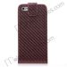 Twill Pattern PU Leather Upper and Lower Clamshell Hard Case for iPhone 5(Brown)