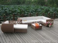 Patio wicker sectional sofa with waterproof cushion