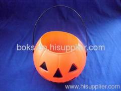 plastic Halloween small pumpkin buckets with handle