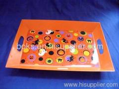 plastic Halloween colorful plates with handle