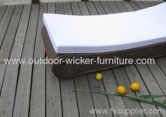 Outdoor patio wicker lounge with waterproof cushions