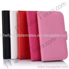 Lichee Texture Magnetic Flip Stand Leather Case for Samsung i9082/i9080 Galaxy Grand Duos with Card Slots (Hot Pink)