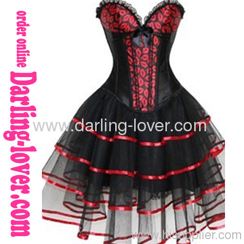 Sexy Red Lips Fashion Corset with Dress