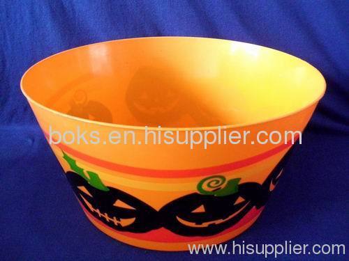 big yellow Halloween plastic salad bowls