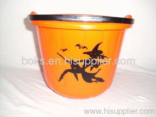 yellow plastic Halloween buckets