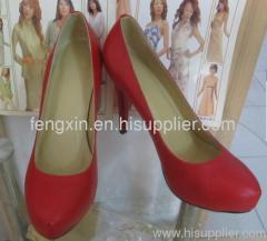 red real leather high heel shoes