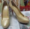 gold real leather high heel dress shoes
