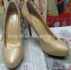 gold real leather high heel dress shoes