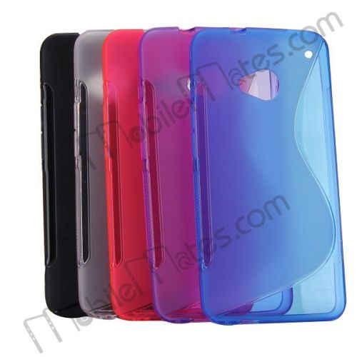 Transparent S Shape TPU Gel Soft Back Cover Case Skin For HTC One M7