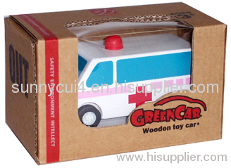 pull-back motor(ambulance) wooden toys cars model