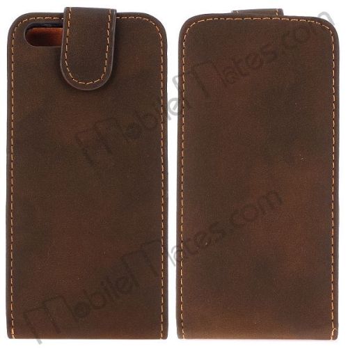Up and Down to Open Leather Holster for iPhone 5 (Brown)