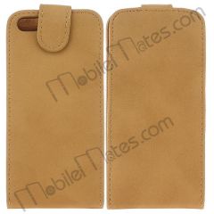 Up and Down to Open Leather Holster for iPhone 5 (Yellow)